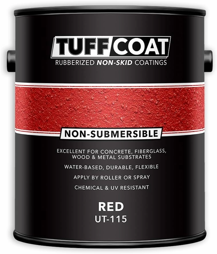 Tuff Coat UT-115 Red - 1 Gallon: Medium Texture, Non-Submersible, Water-Based, Rubberized Non-Skid Coating