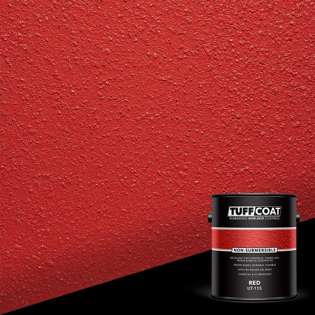 Tuff Coat UT-115 Red - 1 Gallon: Medium Texture, Non-Submersible, Water-Based, Rubberized Non-Skid Coating