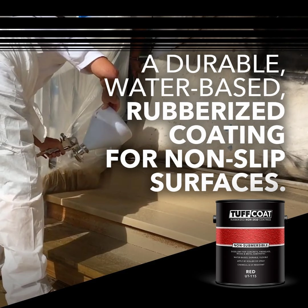 Tuff Coat UT-115 Red - 1 Gallon: Medium Texture, Non-Submersible, Water-Based, Rubberized Non-Skid Coating