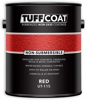 Tuff Coat UT-115 Red - 1 Gallon: Medium Texture, Non-Submersible, Water-Based, Rubberized Non-Skid Coating