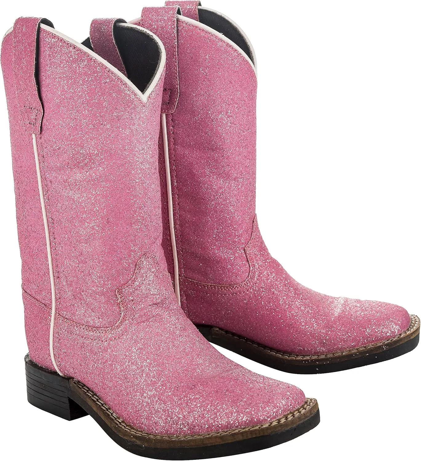 TuffRider Toddler Pink Glitter Western Boot- 4T- Pink With Free Assorted Striped Socks
