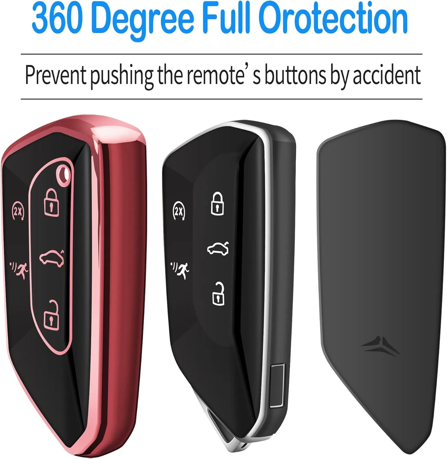 Tukellen for Volkswagen Key Fob Cover, Premium Soft TPU Full Protection Key Fob Case VW ID4 ID3 MK8 Golf GTI Skoda Octavia Smart Keyless Fob Remote Key (Rose Pink)