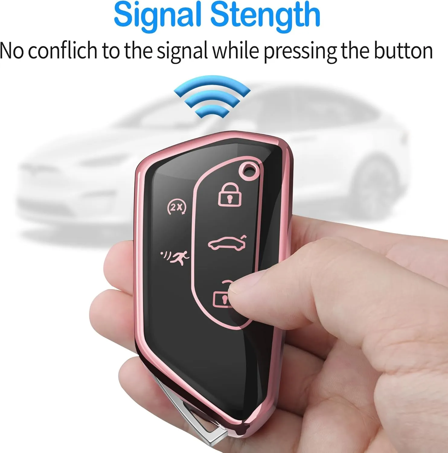 Tukellen for Volkswagen Key Fob Cover, Premium Soft TPU Full Protection Key Fob Case VW ID4 ID3 MK8 Golf GTI Skoda Octavia Smart Keyless Fob Remote Key (Rose Pink)