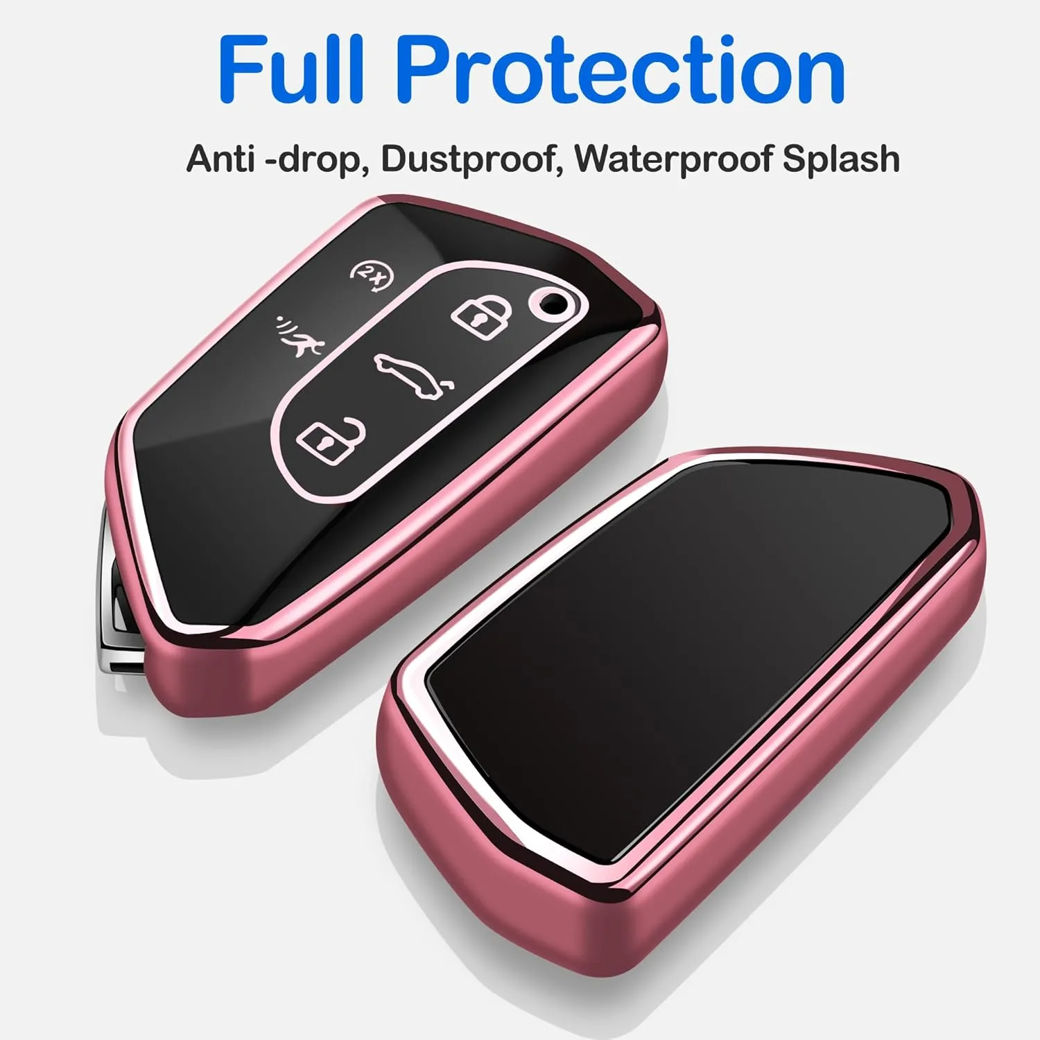 Tukellen for Volkswagen Key Fob Cover, Premium Soft TPU Full Protection Key Fob Case VW ID4 ID3 MK8 Golf GTI Skoda Octavia Smart Keyless Fob Remote Key (Rose Pink)
