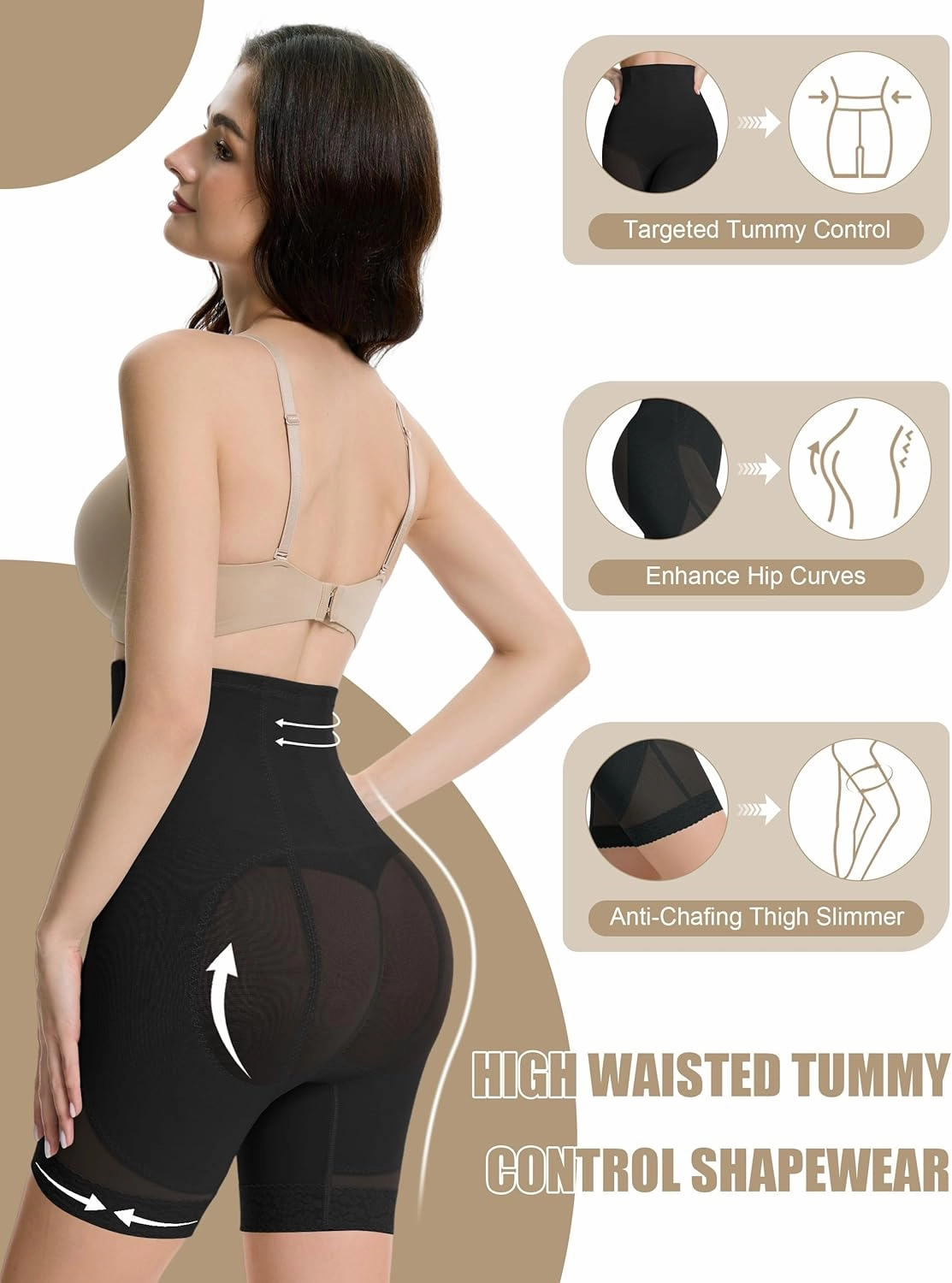 Tummy Control Shapewear Shorts Women High Waisted Body Shaper Butt Lifting Panties Thigh Slimmers Compression Girdle