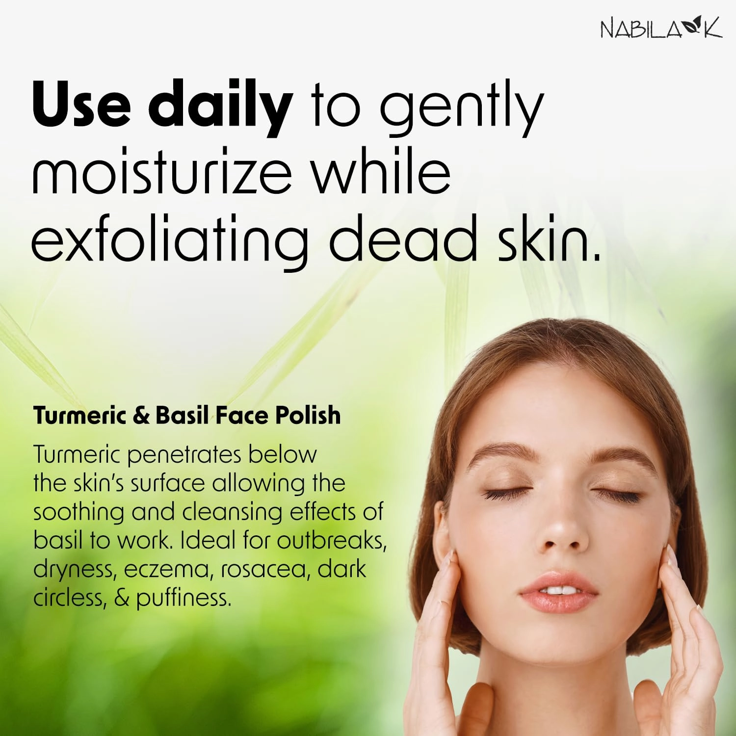 Turmeric & Basil Face Polish - Exfoliating Face Wash & Cleanser - For Acne & Dry Skin - Reduce Redness - Moisturizing & Nourishing Skin Care - Gentle for All Skin Types - Vegan - 5 oz