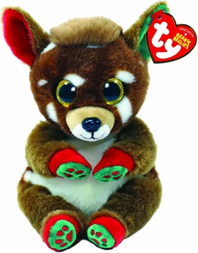 Ty - Plush - Beanie Bellies Special Christmas - Reindeer - Juno - Brown - Plush Toy with Soft Tummy and Gold Glitter Eyes - Soft and Cuddly Plush - 20 cm - 41040