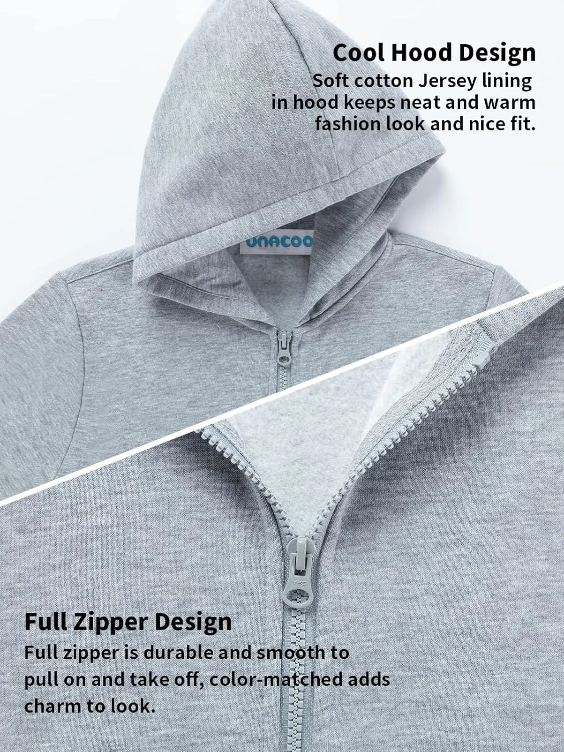 UNACOO Girls Boys Zip Up Hoodie Soft Fleece Sweatshirt Kids Hoodies for Toddler Zipper hoodie Jacket (Age 3-12 Years)
