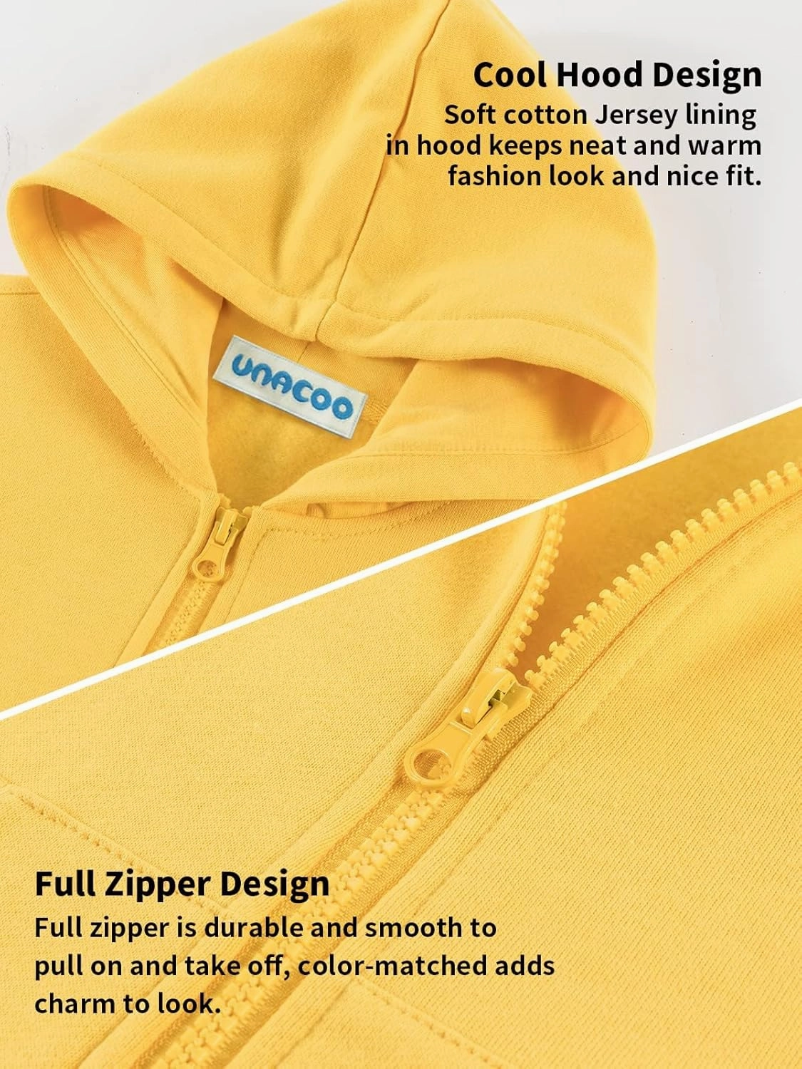 UNACOO Girls Boys Zip Up Hoodie Soft Fleece Sweatshirt Kids Hoodies for Toddler Zipper hoodie Jacket (Age 3-12 Years)