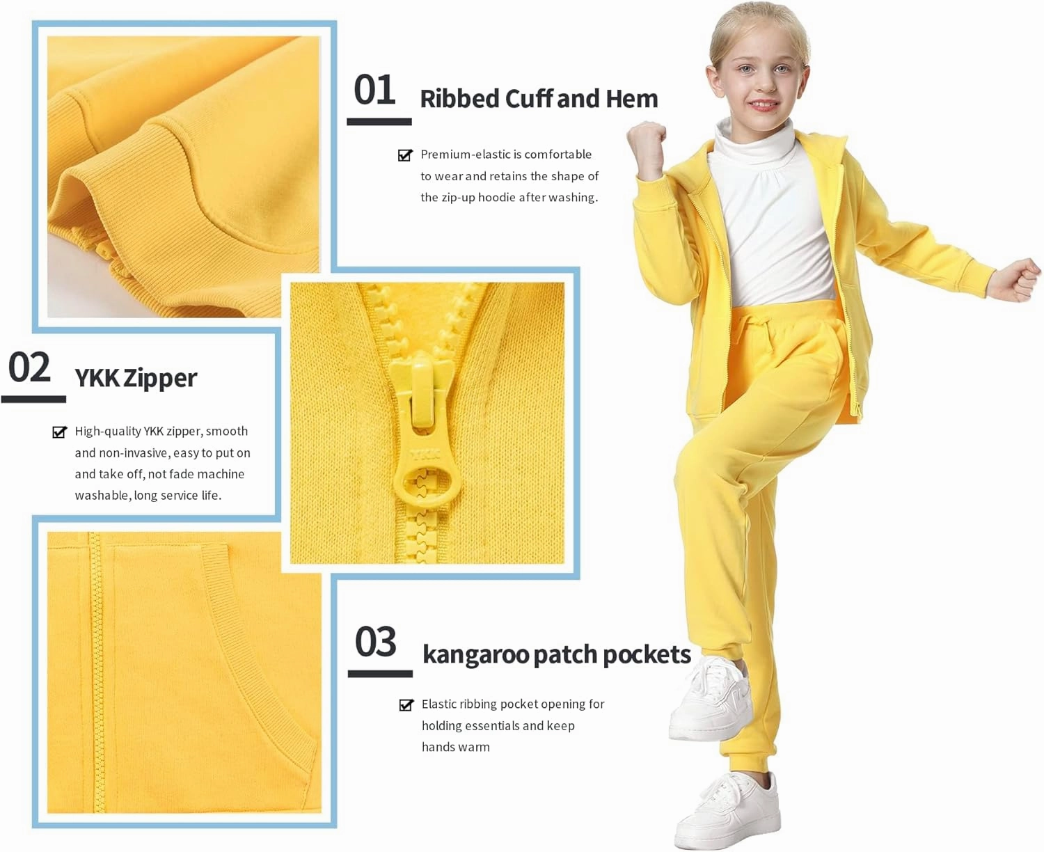 UNACOO Girls Boys Zip Up Hoodie Soft Fleece Sweatshirt Kids Hoodies for Toddler Zipper hoodie Jacket (Age 3-12 Years)