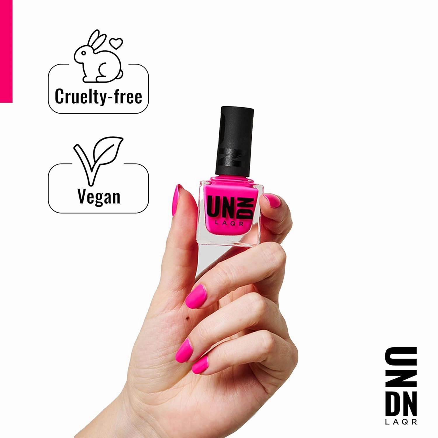UNDN Vegan Nail Polish - Cloud Washed - Jelly Hot Pink Nail Polish for Women and Men - Long Lasting, Cruelty Free - 0.5 oz