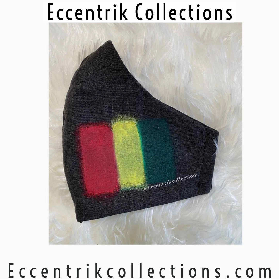 Unisex Hand Painted Charcoal Black Washable Face Mask