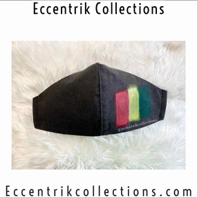Unisex Hand Painted Charcoal Black Washable Face Mask
