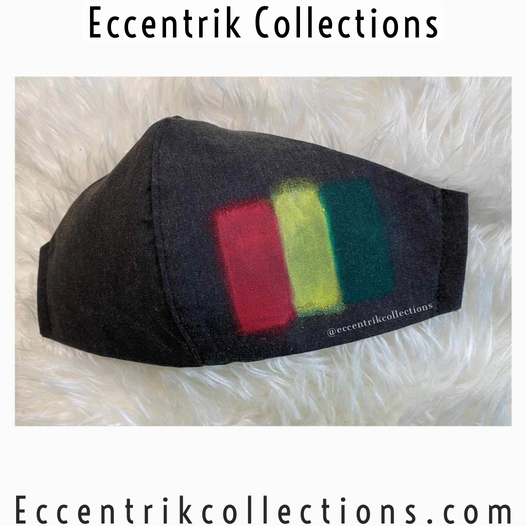 Unisex Hand Painted Charcoal Black Washable Face Mask