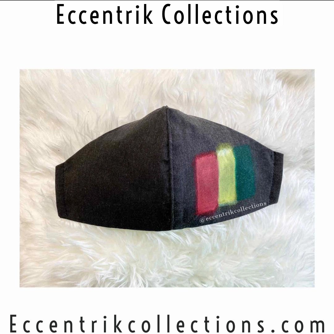Unisex Hand Painted Charcoal Black Washable Face Mask