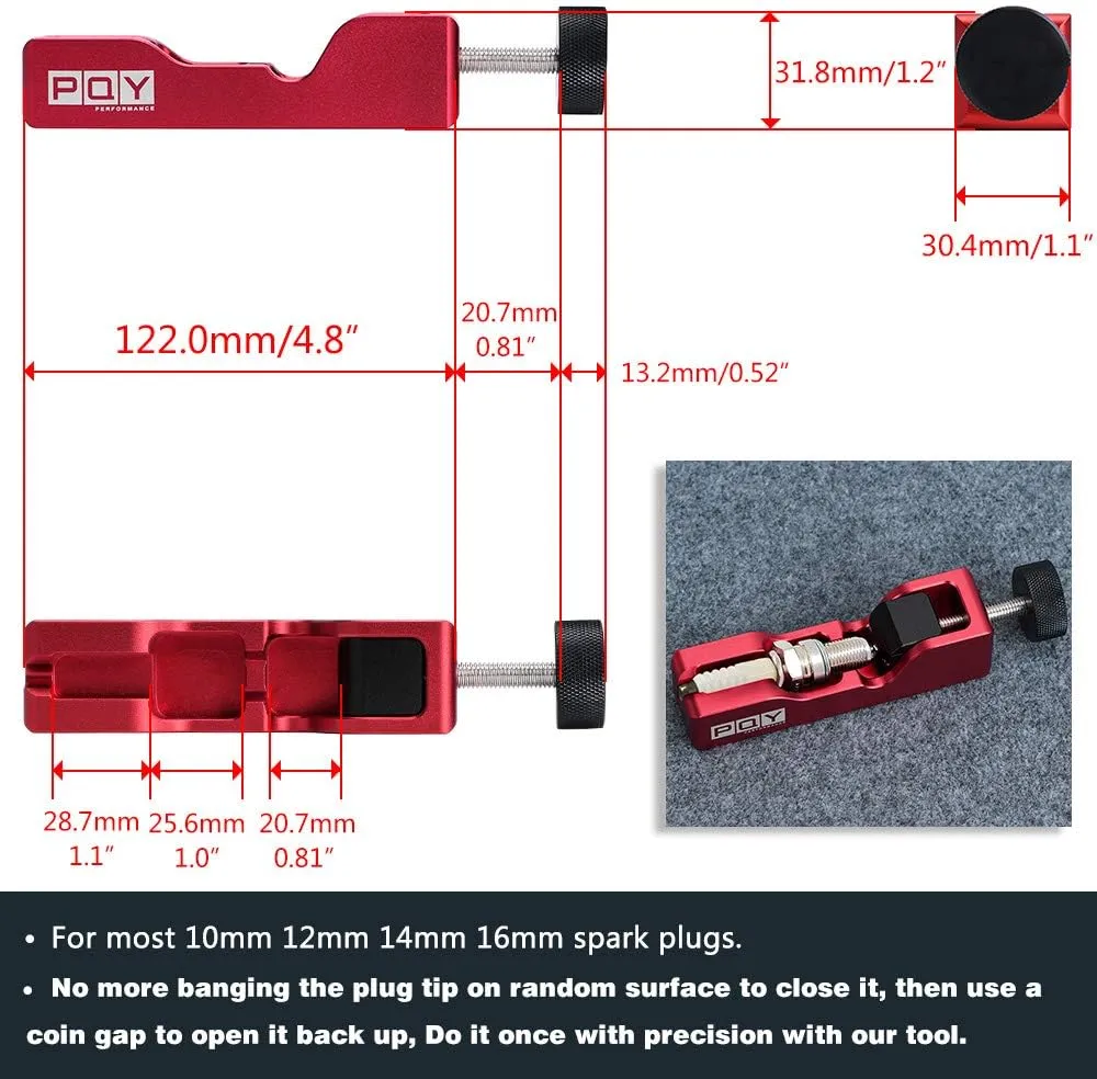Universal Spark Plug Gap Tool with 32 Blades Steel Feeler Gauge for Most 10mm 12mm 14mm 16mm Spark Plugs Red