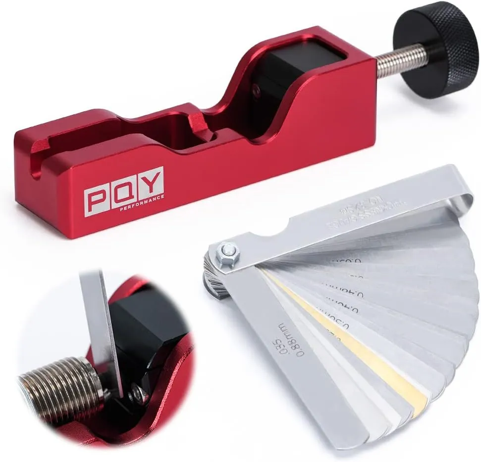 Universal Spark Plug Gap Tool with 32 Blades Steel Feeler Gauge for Most 10mm 12mm 14mm 16mm Spark Plugs Red