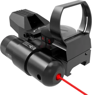 UUQ 1X22X33 Reflex Red Dot Sight - 4 Reticle Red & Green Dot Optics with Integrated Red or Green Laser for 20mm Rail