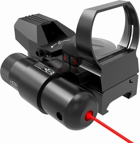 UUQ 1X22X33 Reflex Red Dot Sight - 4 Reticle Red & Green Dot Optics with Integrated Red or Green Laser for 20mm Rail