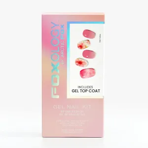 Vegan And Cruelty Free Semi Cured Gel Nail Strip Kit Includes 30 Nail Strips, Alcohol Free Nourishing Prep Pad, A Gel Top Coat, A Wooden Cuticle Stick, Nail File - PINK FLORAL