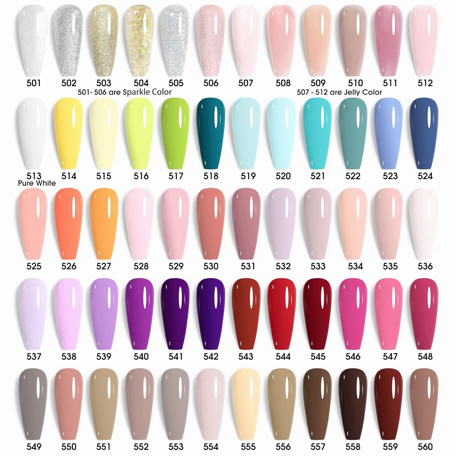 VENALISA VIP5 65PCS Gel Nail Polish Set, 60 Colors Glitter Jelly White Nude Pink Red Green Brown Gel Polish Kit with Base Top Coat Nails Manicure Salon at Home