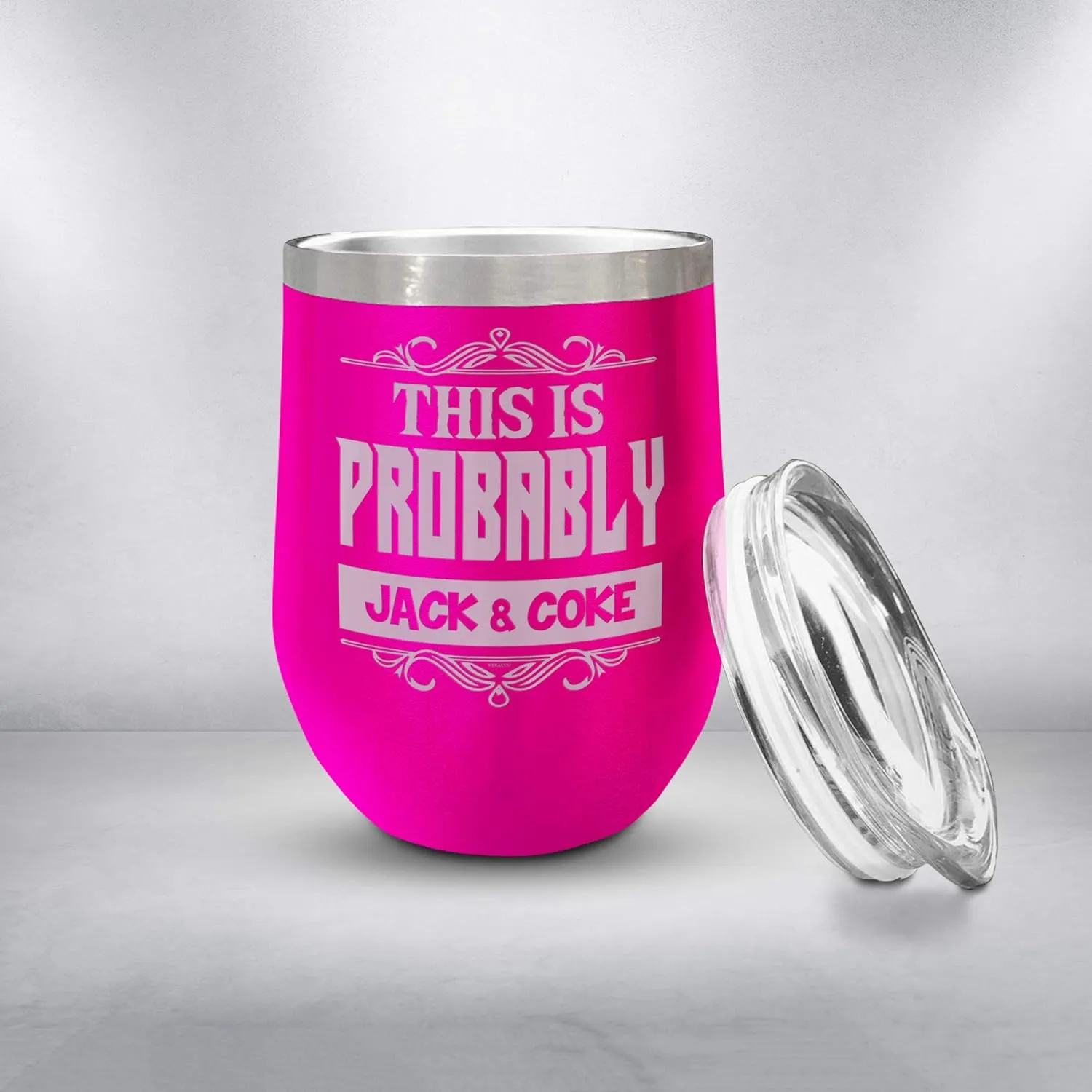 Veracco This Is Probably Jack & Coke Double Wall Insulated Stainless Steel Tumbler with Splash Proof Lid Funny Gift For Someone Who Loves Drinking Bachelor Party Favors (Pink)