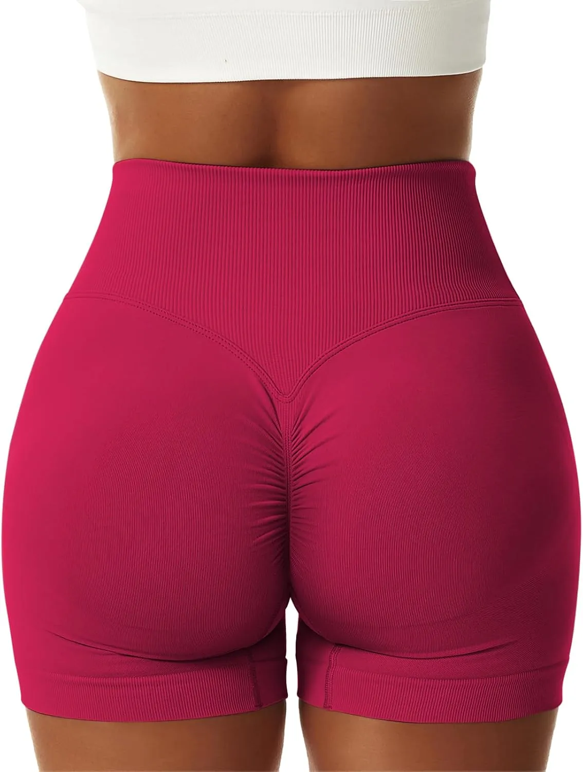 Vertvie 2 Pack Workout Gym Shorts for Women High Waisted Booty V Cross Biker Shorts Scrunch Butt Athletic Yoga Shorts