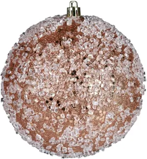 Vickerman 599686-4.75" Rose Gold Glitter Hail Ball Christmas Tree Ornament (4 Pack) (N190258D)