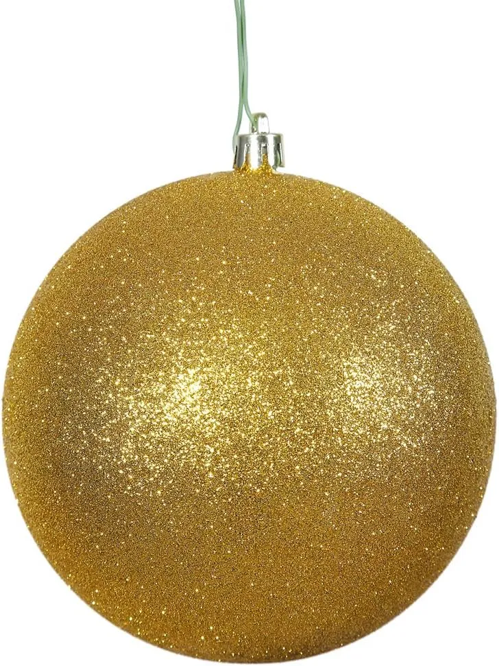 Vickerman 6" Antique Gold Glitter Ball Ornament, 4 per Bag
