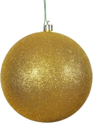 Vickerman 6" Antique Gold Glitter Ball Ornament, 4 per Bag