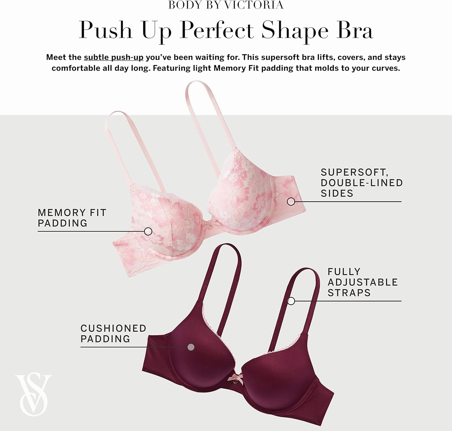 Victoria's Secret Women's Body by Victoria Full Coverage Push Up Bra, Bras for Women (32A-38DDD)