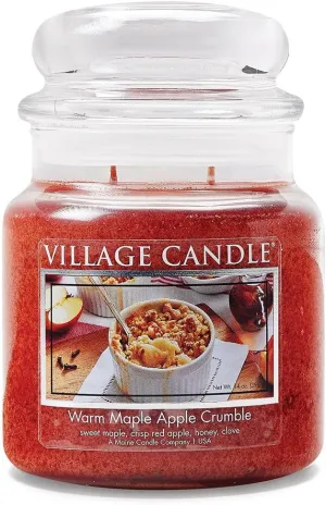 Village Candle Warm Maple Apple Crumble Candle, Medium Apothecary, 14oz