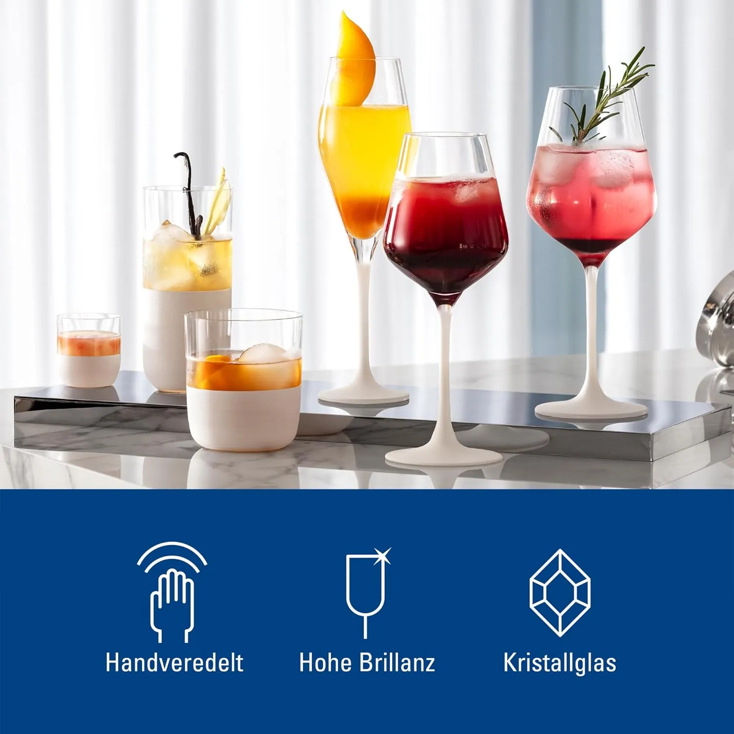 Villeroy & Boch - Manufacture Rock Blanc Red Wine Goblet Set, 4 pcs. Set of Drinking Glasses for Red Wine, 15.5 oz, Crystal Glass, Matte White Slate Look