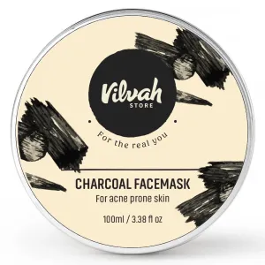vilvah STORE Charcoal Facial Masks Facemask for Men & Women | Removes Blackheads and Whiteheads | Active Cooling Effect | Deep Skin Purifying Cleansing, 100g
