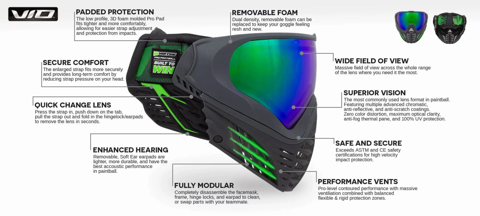 Virtue VIO Contour 2 Paintball Maske - Emerald