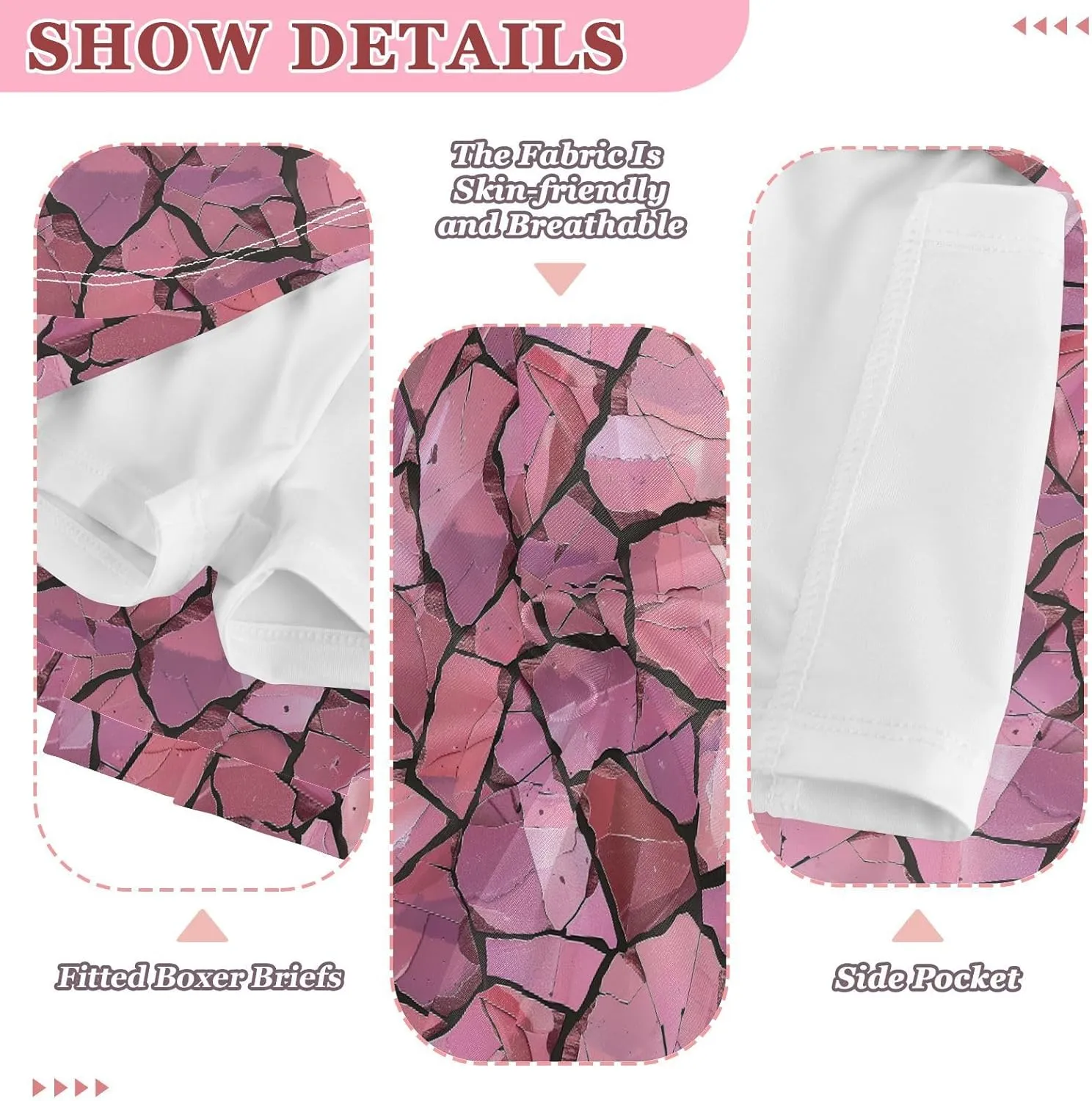 visesunny Girl's Golf Skirt Athletic Pink Stone Crack Tennis Skort Sport Activewear with Double Layer Pockets