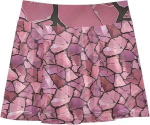 visesunny Girl's Golf Skirt Athletic Pink Stone Crack Tennis Skort Sport Activewear with Double Layer Pockets