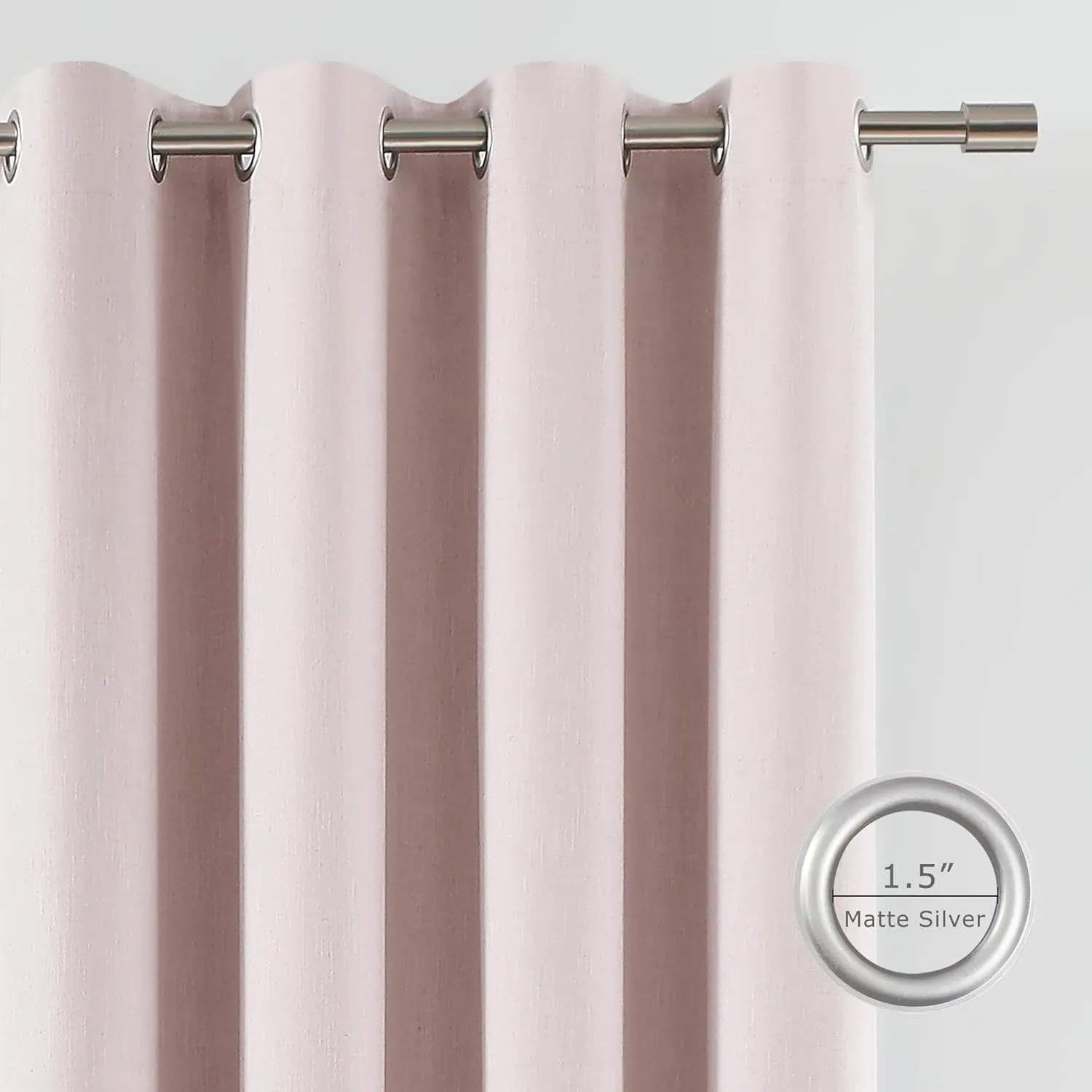 Vision Home Pink Linen Full Blackout Curtains Grommet Room Darkening Window Curtains 84 inches Long for Girls Bedroom Living Room Nursery Thermal Insulated Energy Efficient Drapes 2 Panels 58" Wx84 L