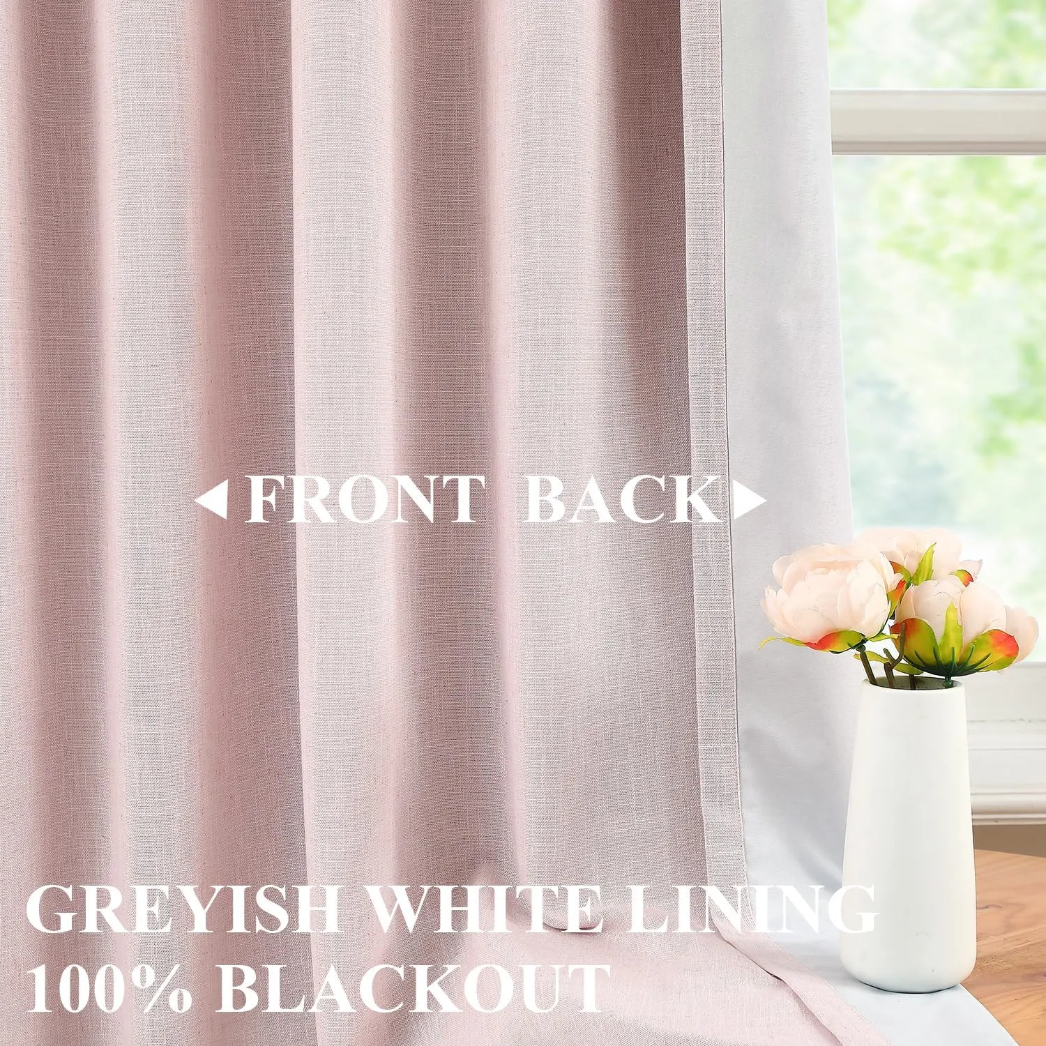 Vision Home Pink Linen Full Blackout Curtains Grommet Room Darkening Window Curtains 84 inches Long for Girls Bedroom Living Room Nursery Thermal Insulated Energy Efficient Drapes 2 Panels 58" Wx84 L