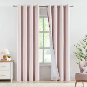Vision Home Pink Linen Full Blackout Curtains Grommet Room Darkening Window Curtains 84 inches Long for Girls Bedroom Living Room Nursery Thermal Insulated Energy Efficient Drapes 2 Panels 58" Wx84 L