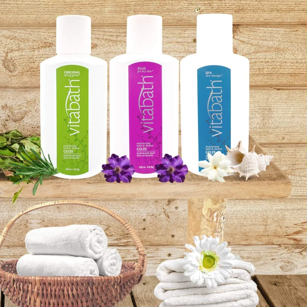 Vitabath Spa Skin Therapy Moisturizing Bath & Shower Gel Wash Nourishing Replenishing Oils Deeply Hydrate Dry Skin - Reviving Body Cleanser & Foaming Gelee Bath - Cruelty-Free - 128 oz