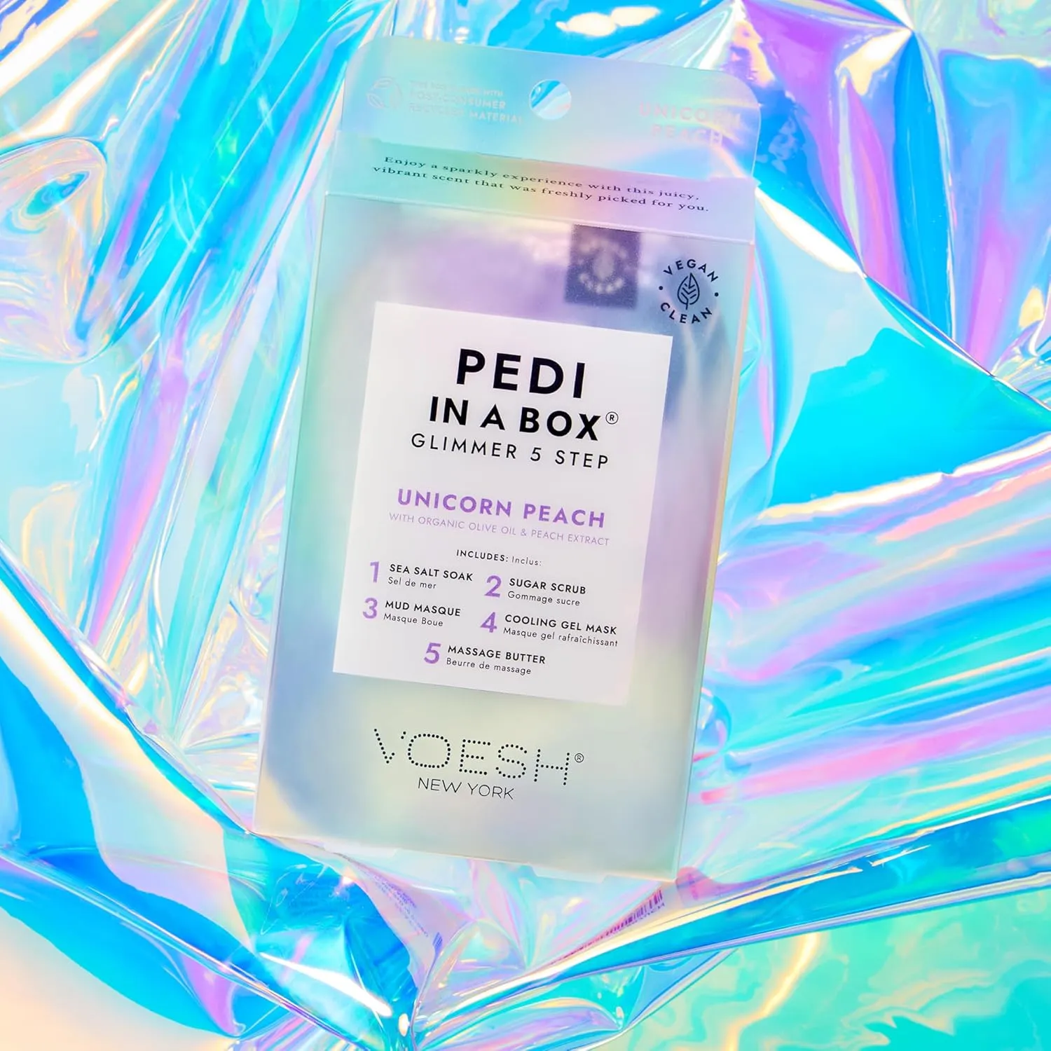 VOESH Pedi in a Box Glimmer - 2 Packs, Variety Pack, Pedi in a Box, Spa Pedicure Kit, Sparkly Pedicure, DIY Pedi, Foot Care, At-Home Pedi Products, Vegan Skincare