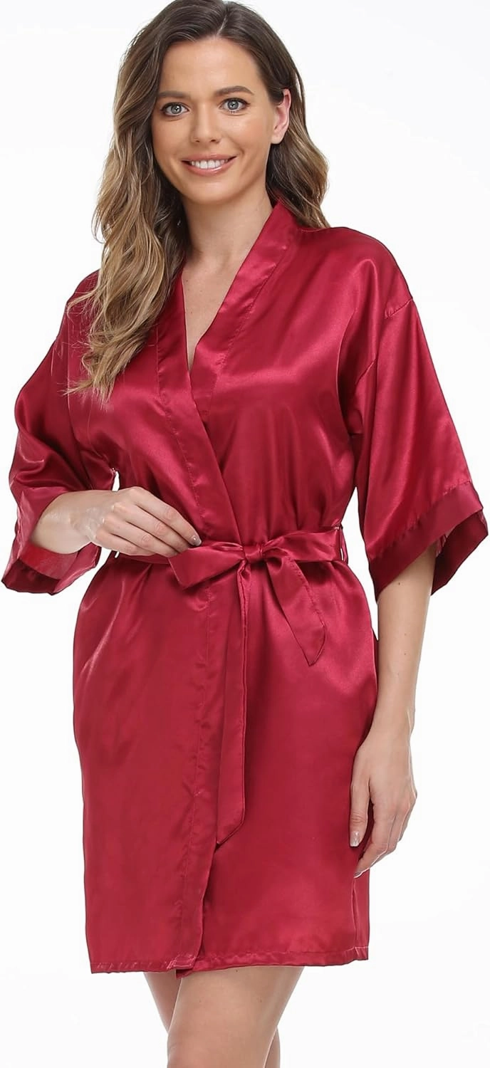 VOGUEMAX Women's Birthday Party Robe Queen Squad Silky Gold Glitter Kimono Robe Bathrobe