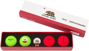 Volvik State California Pack - 4 Vivid Balls Pack (2 Green & 2 Red) with a Clip Ball Marker...