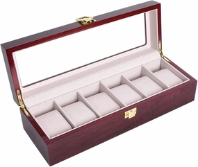 Watch Box 6 Slots Watch Boxes Organizer Wood Watches Holder Stand Case Jewelry Display Wooden Storage Gift Box for Storing Watches, Jewelry Watch Case