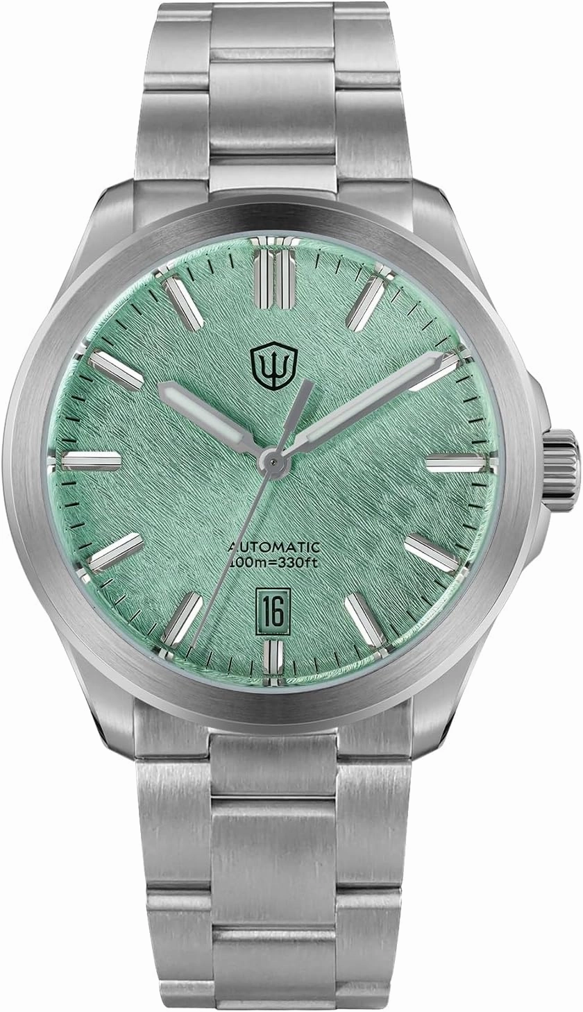 watchdives Automatic Watch for Men, WD0005 Sport Watch NH35 Mechanical Dress Wristwatches 39mm Domed Sapphire Crystal Luxury Watches (Mint Green)