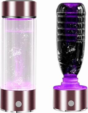 Water Purifiers, Hydrogen Rich Water Generator Ionizer Portable Hydrogen Alkaline Water Bottle USB Rechargeable SPE/PEM Colorful Lights Effect 3-Mins Make Hydrogen Content Up to 1000-1300 PPB 450Ml