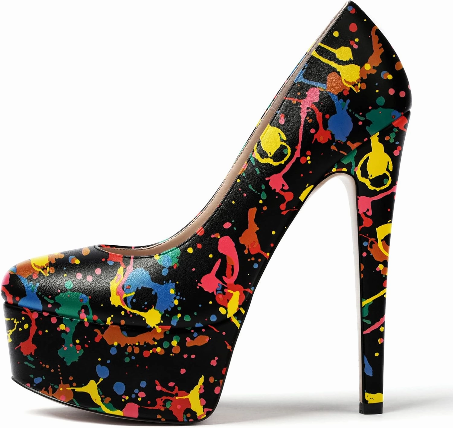 WAYDERNS Women's Round Toe Matte Solid Slip On Platform Stiletto High Heel Pumps Shoes 6 Inch