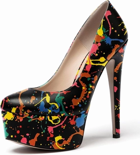 WAYDERNS Women's Round Toe Matte Solid Slip On Platform Stiletto High Heel Pumps Shoes 6 Inch