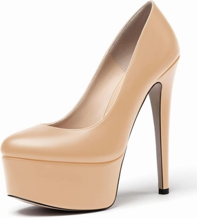 WAYDERNS Women's Round Toe Matte Solid Slip On Platform Stiletto High Heel Pumps Shoes 6 Inch